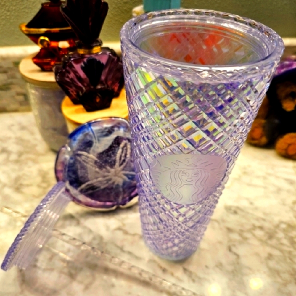 STARBUCKS IRIDESCENT UNICORN BLING DIAMOND CUT JEWEL TUMBLER - Picture 9 of 16